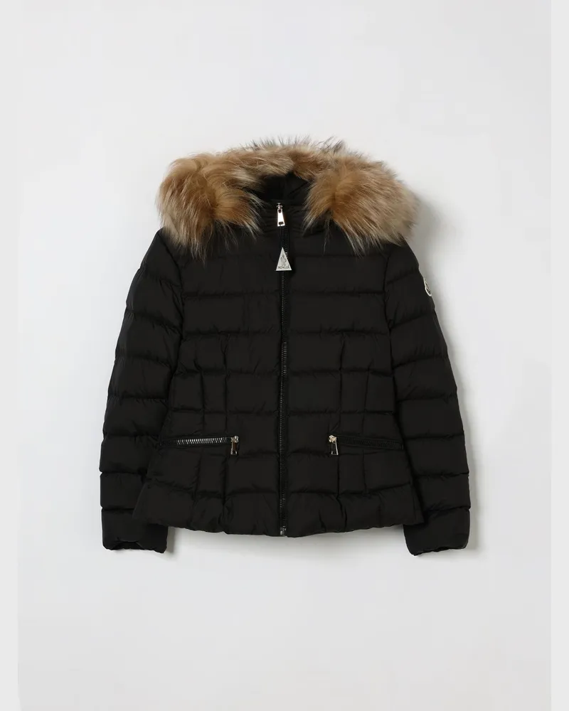 Moncler Elizaveta Daunenjacke aus Nylon mit Kapuze und Fellkragen für Jungen von Schwarz