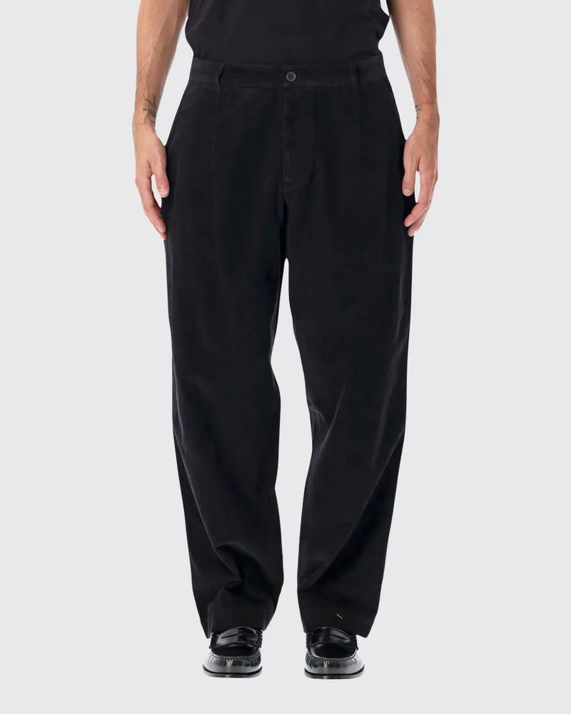 Universal Works Baggy-Hose aus Cord mit Bundfalten Schwarz