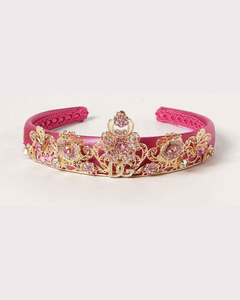 Dolce & Gabbana DOLCE  GABBANA Dolce & Gabbana Mädchen-Haarreif aus Satin mit Kristallstickerei Gold