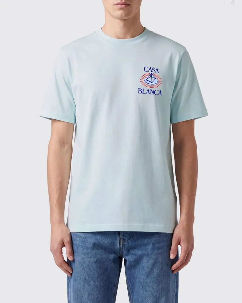 Casablanca Paris Baumwoll-Rundhals-T-Shirt mit Grafik- und Logodruck Ice