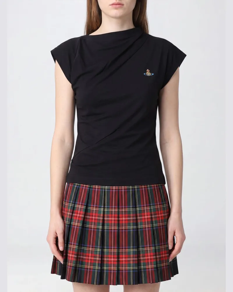Vivienne Westwood Hebo One-Shoulder-Top aus Baumwolle mit gesticktem Orb-Logo Schwarz