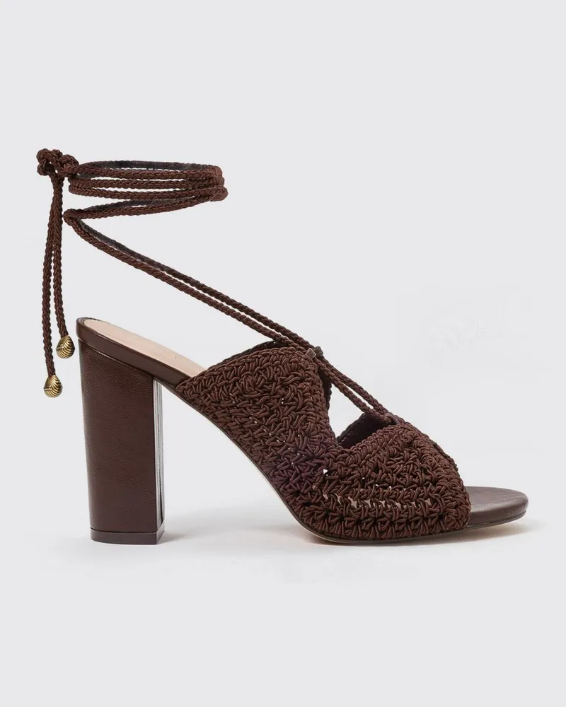 Twin-Set Häkel-Polyester-Sandale Kaffee