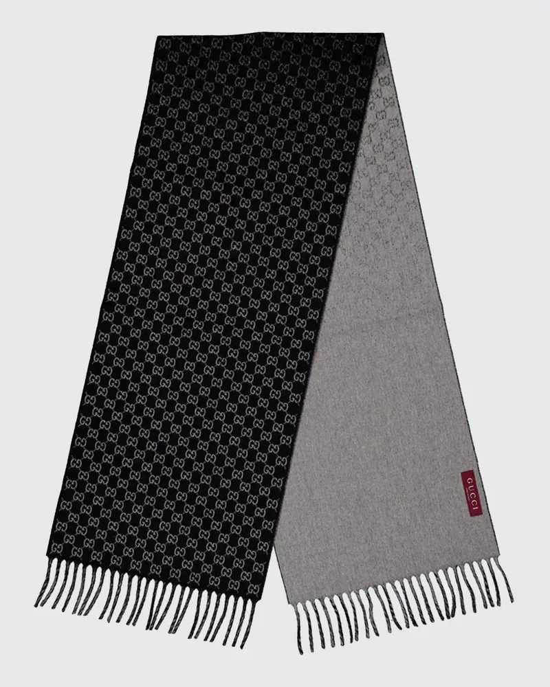 Gucci Woll-Kaschmir-Schal mit GG-Muster Schwarz
