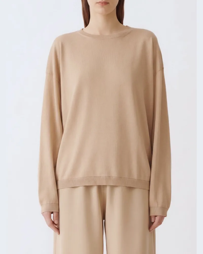 Fabiana Filippi Rundhalspullover aus Baumwolle und Seide Beige