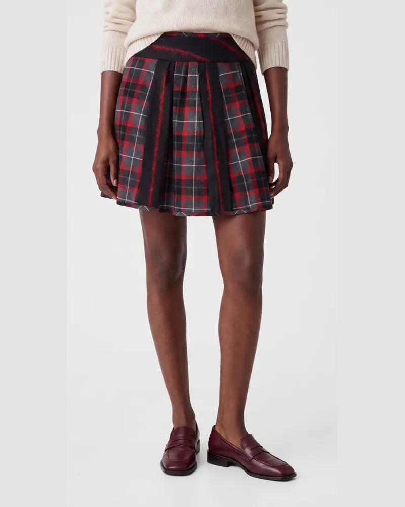 Vivienne Westwood Plissierter Minirock mit hohem Bund aus Tartan-Wolle Grau