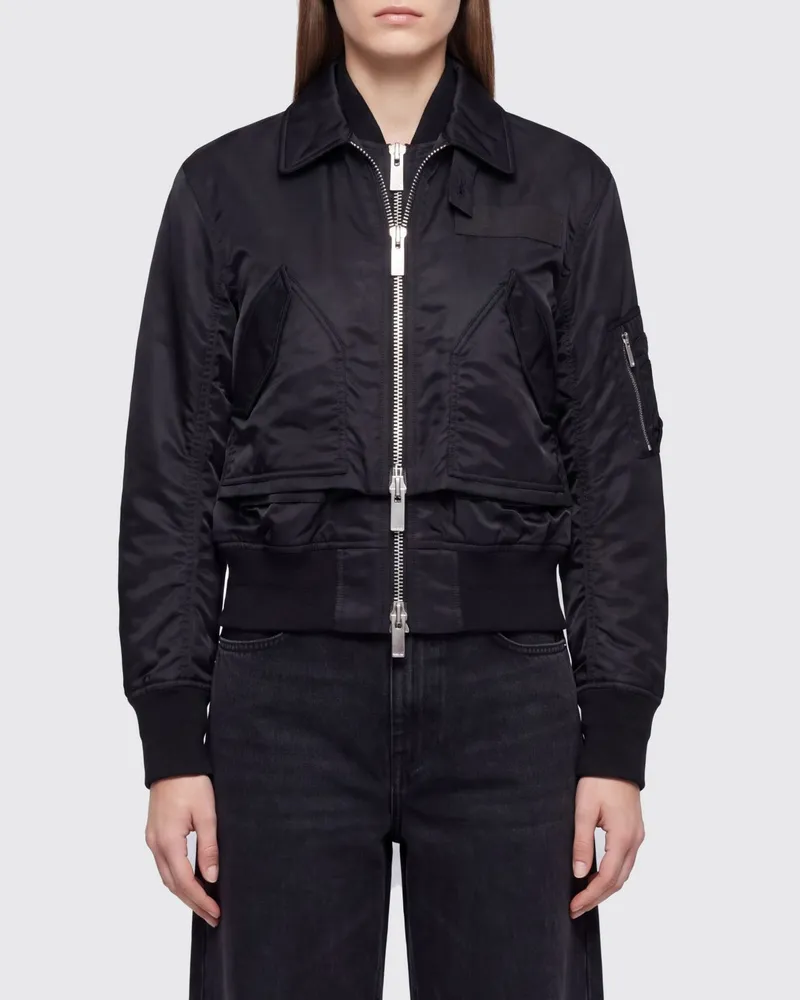 Sacai Bomberjacke aus Baumwollmischung mit klassischem Kragen und Reißverschluss Schwarz