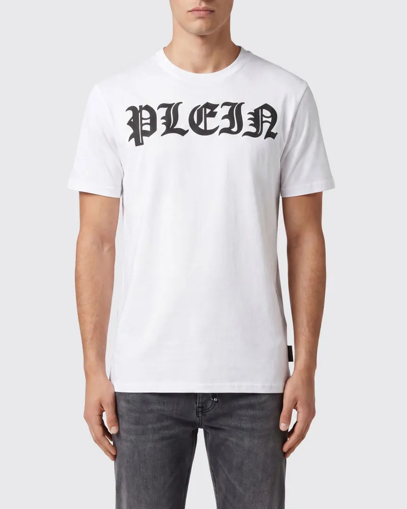 Philipp Plein Gothic T-Shirt aus Baumwolle mit Grafikprint und Kontrastlogo Weiß