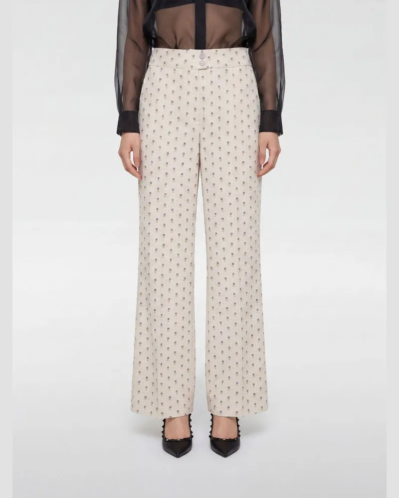 Valentino Garavani Palazzo-Hose aus geometrischer Baumwollmischung Ivory