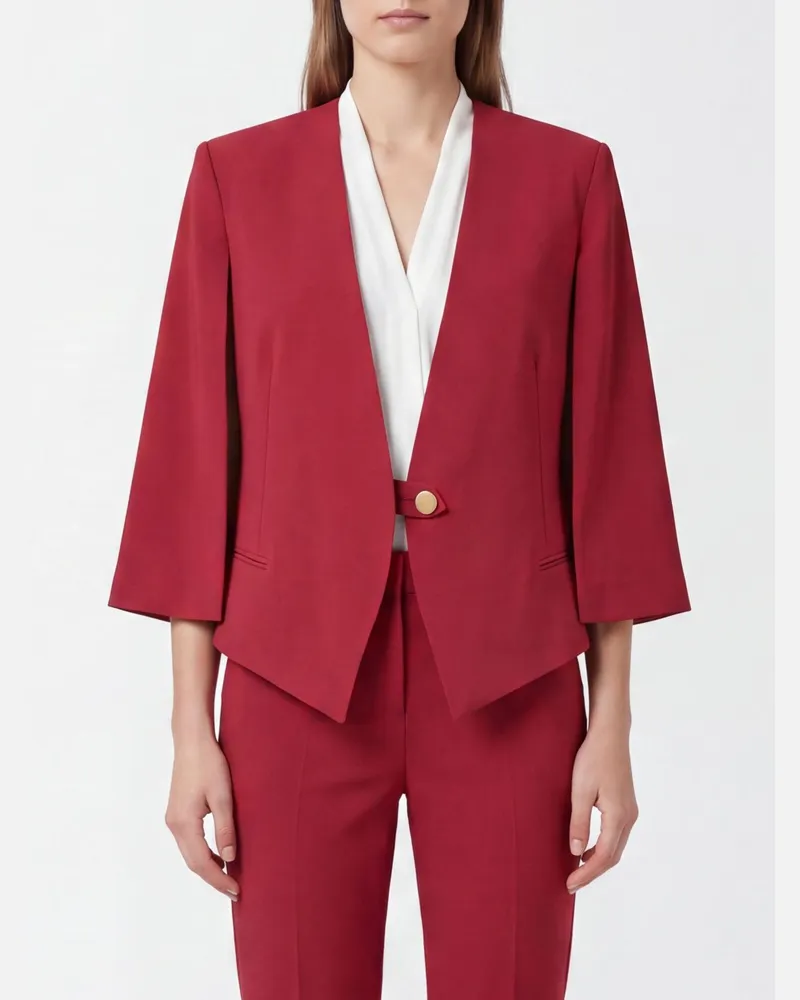 Alberta Ferretti Einreihiger Viskose-Blazer mit asymmetrischem Saum Rot