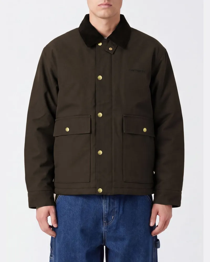 Carhartt WIP Nylon-Hemdjacke Quentin mit Samtkragen Braun