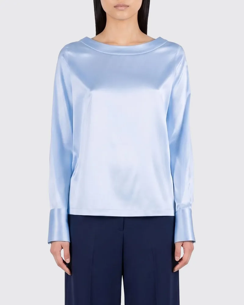 MAZZARELLI Basic Stretch-Seidenbluse Hellblau