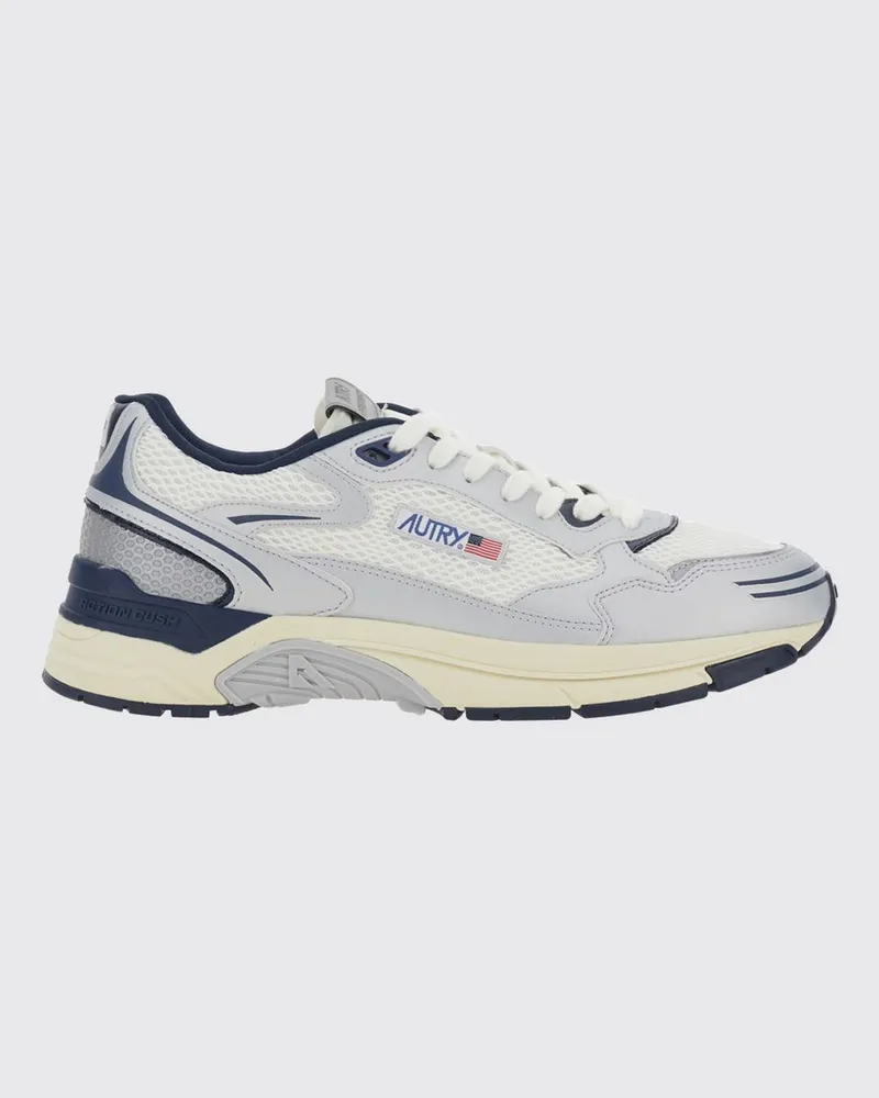 AUTRY Hyperway zweifarbige Low-Top-Sneaker aus Leder und Mesh Silber