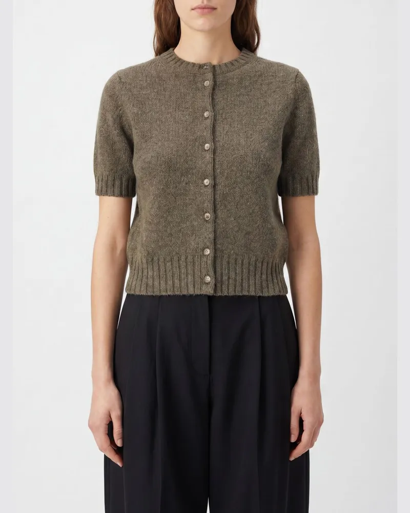 KHAITE Kurzärmeliger Cardigan aus reinem Kaschmir mit Rundhalsausschnitt Grün