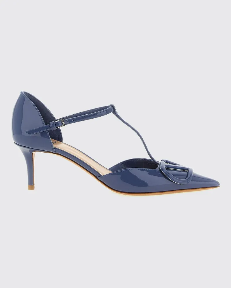 Valentino Garavani VLogo Signature T-Riemen-Pumps aus Lackleder Blau