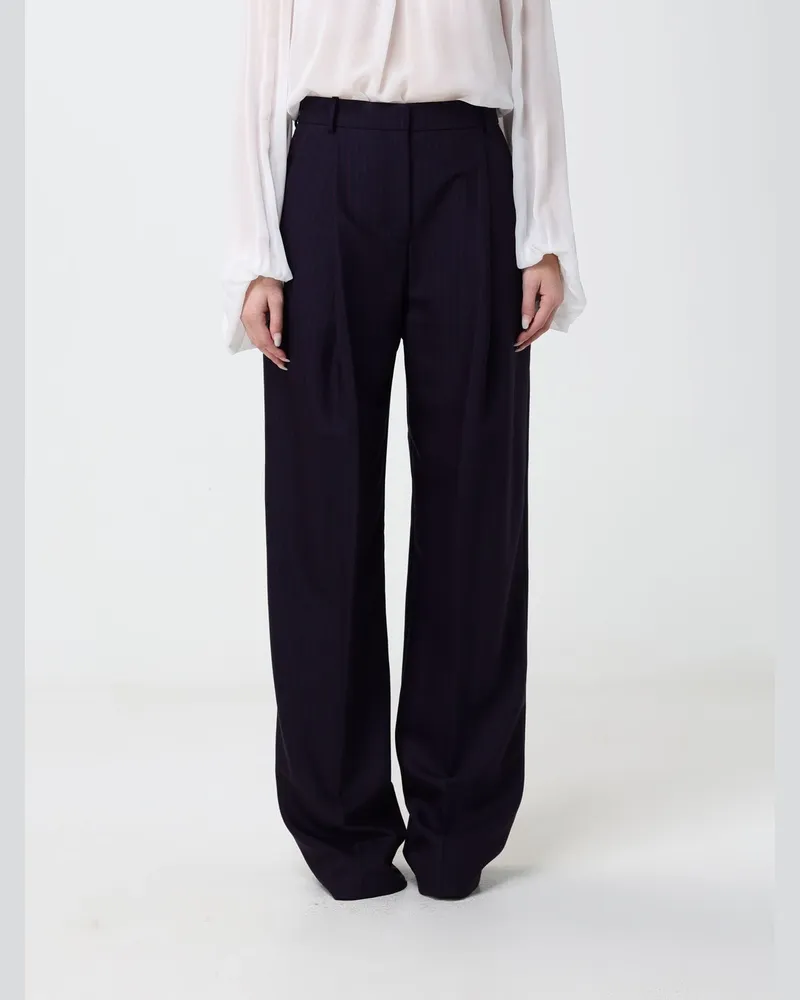 Elisabetta Franchi High-Waist Palazzo-Hose aus Wollmischung mit Nadelstreifen Blau