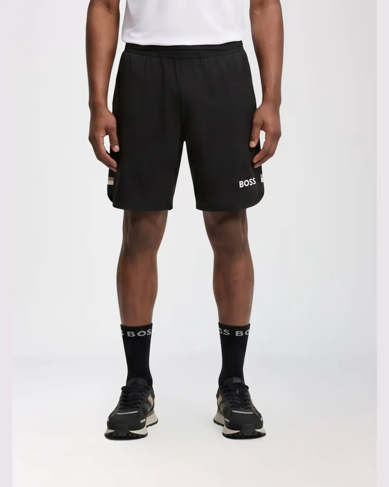 HUGO BOSS Polyester-Jogging-Shorts mit kontrastierendem Logo und elastischem Bund Schwarz
