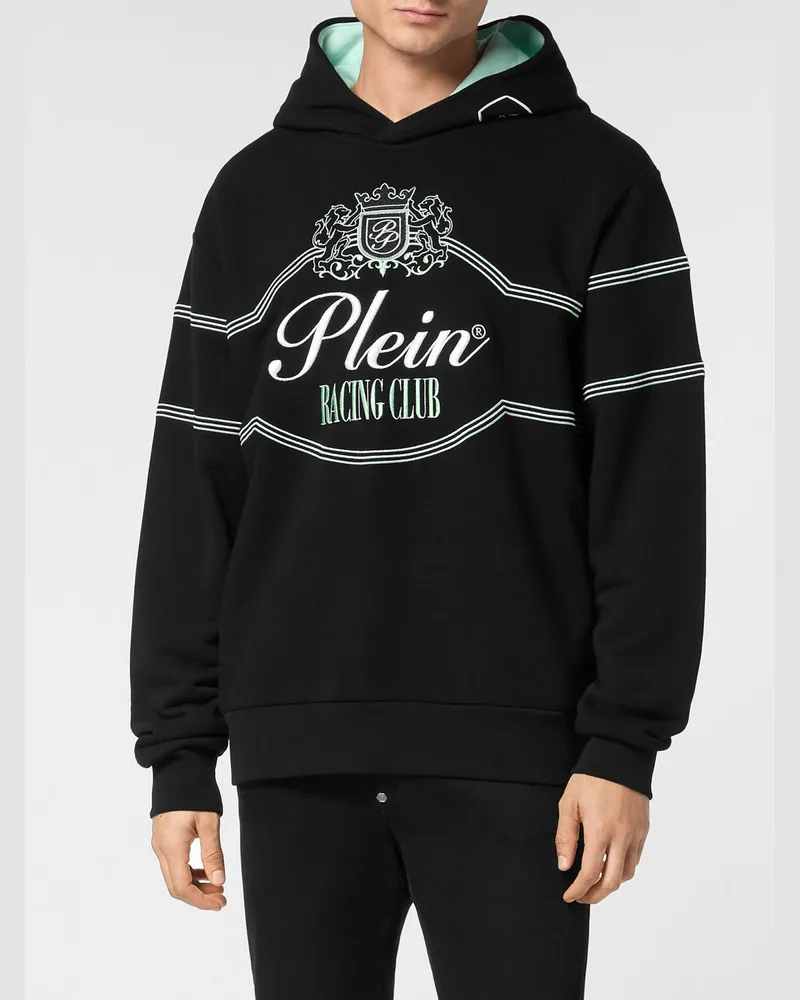 Philipp Plein Relaxed-Fit Hoodie aus Baumwolle mit gesticktem Logo Schwarz