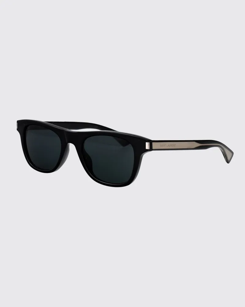 Saint Laurent Aviator-Sonnenbrille aus schwarzem Acetat mit rechteckiger Form Schwarz