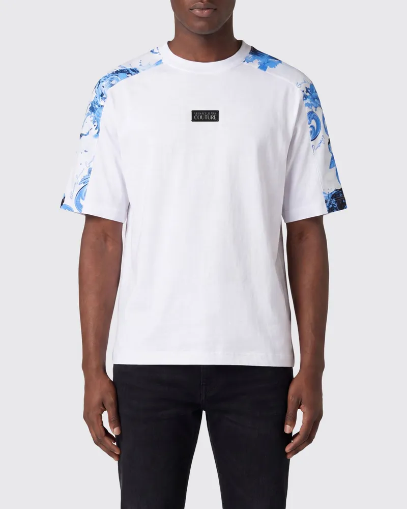 Versace Jeans Oversize-T-Shirt aus Baumwolle mit Barock-Print Weiß