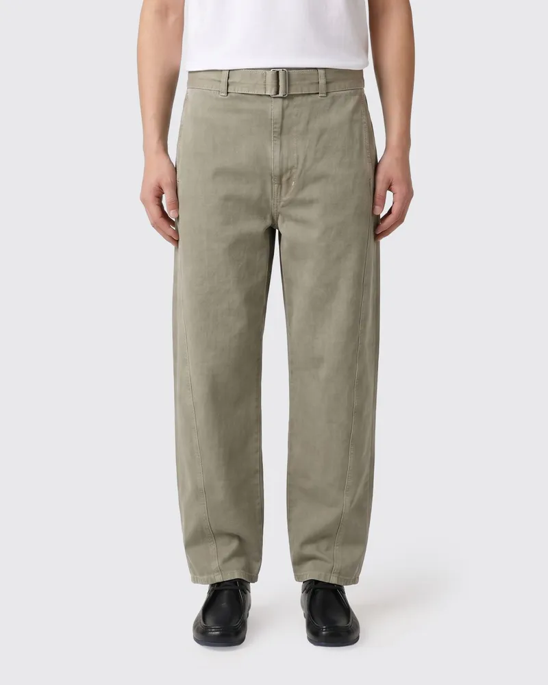 Christophe Lemaire Weit geschnittene Baumwollhose mit verstellbarem Taillengürtel Grau
