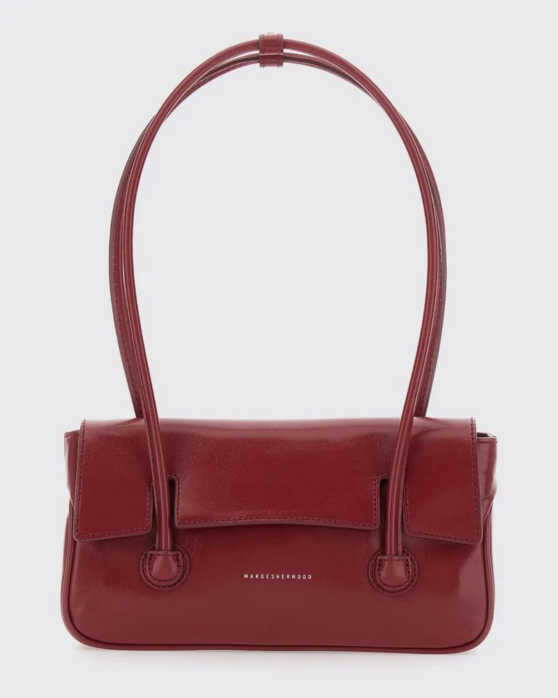 Marge Sherwood Mini-Schultertasche aus Glattleder mit doppeltem Henkel Burgunderrot