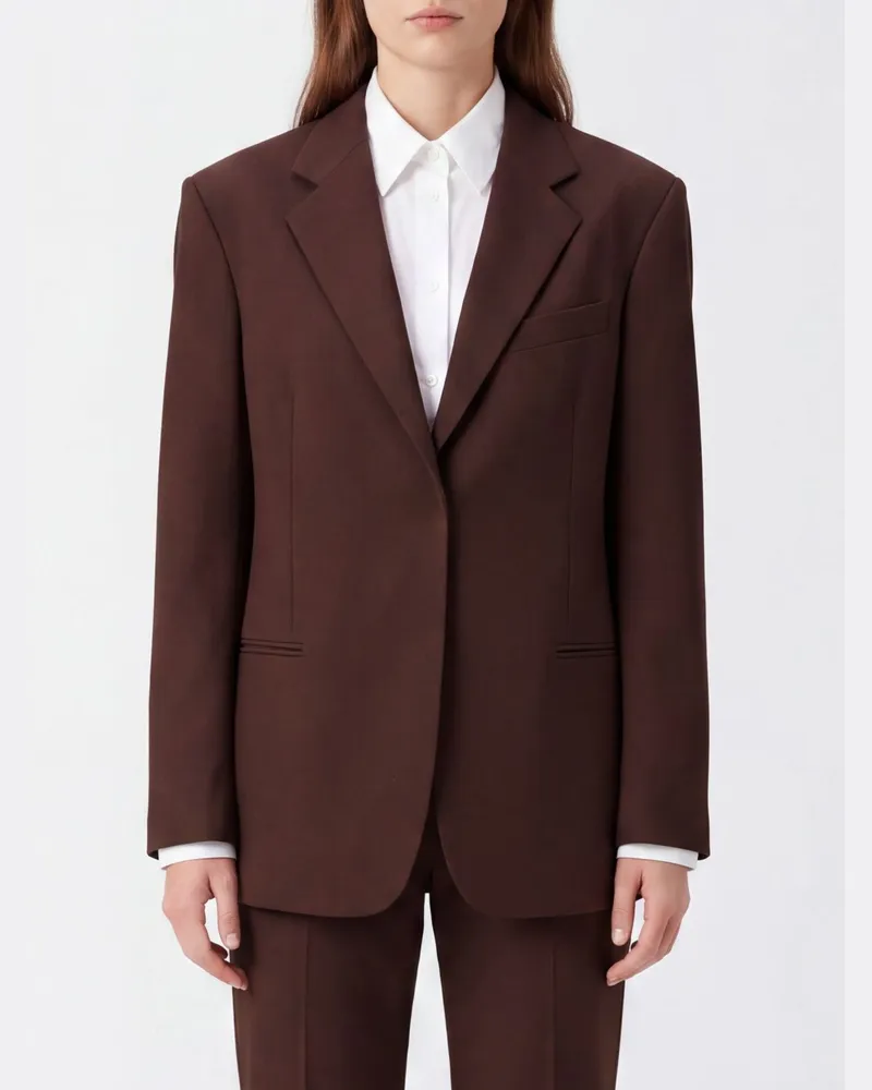 Federica Tosi Einreihiger Relaxed-Fit-Baumwollblazer mit gepolsterten Schultern Braun