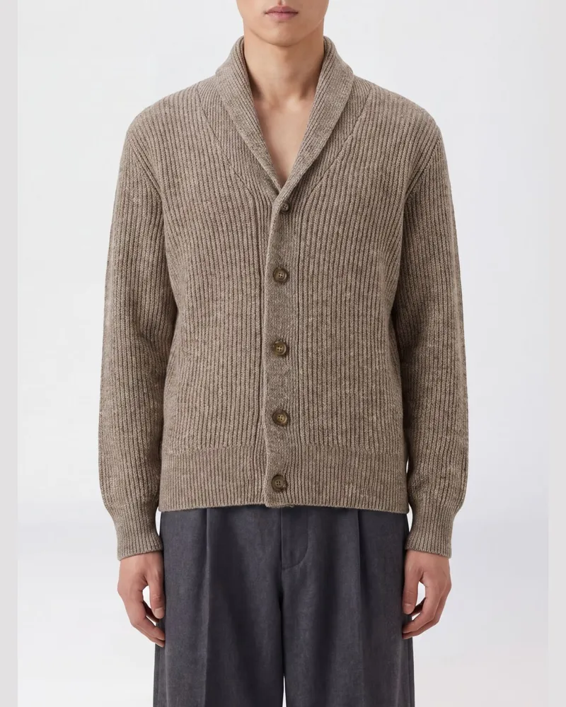 Brooksfield Gerippter Woll-Cardigan mit Schalkragen und Knöpfen Beige