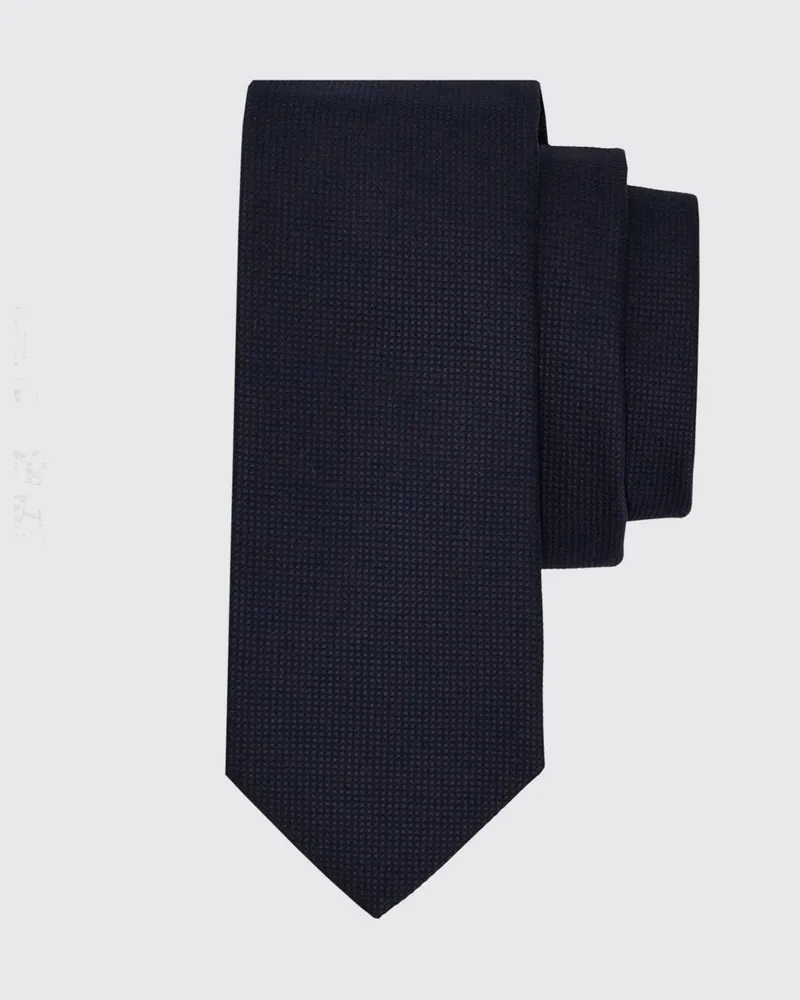 Ferragamo Karierte Krawatte von aus reiner Seide mit Jacquard-Gewebe Navy