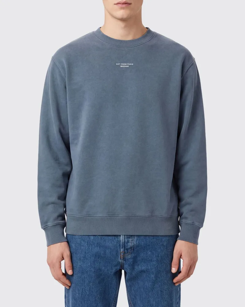 Drôle de Monsieur Relaxed Fit Baumwoll-Sweatshirt mit Rundhalsausschnitt und Kontrastlogo Grau