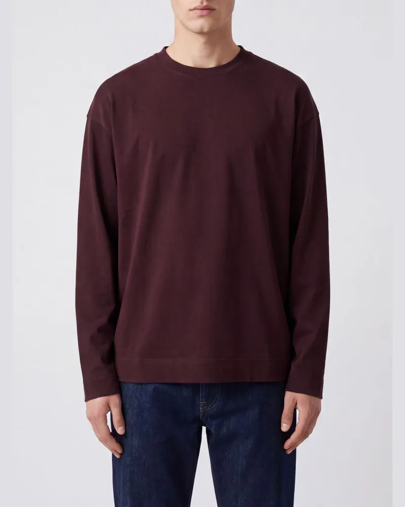 Dries van Noten Langärmeliges Baumwoll-T-Shirt in Relaxed Fit Rot