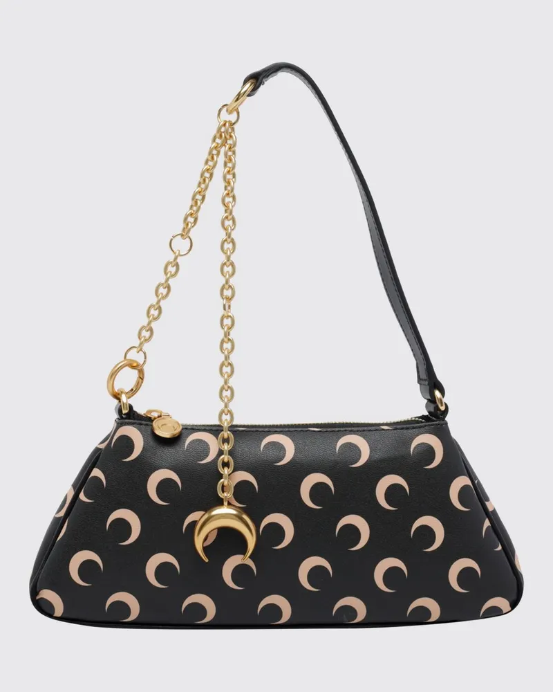 Marine Serre Schultertasche aus beschichtetem Polyurethan mit Crescent Moon-Logo Schwarz