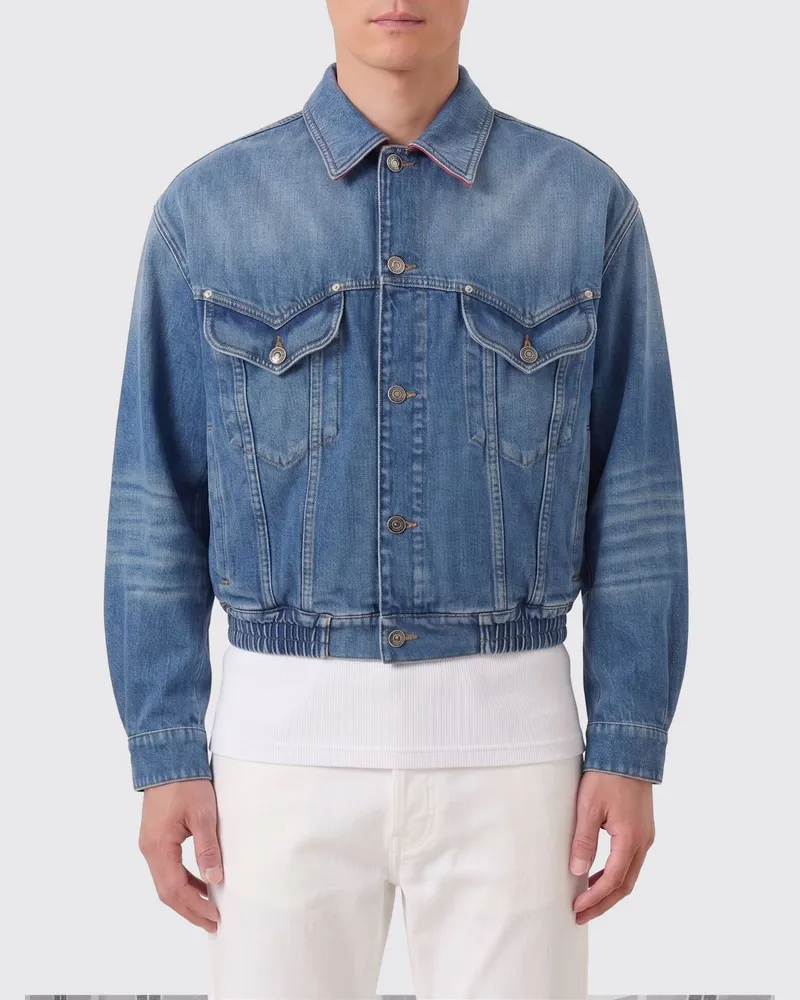 Versace Bomberjacke aus Baumwolldenim Blau