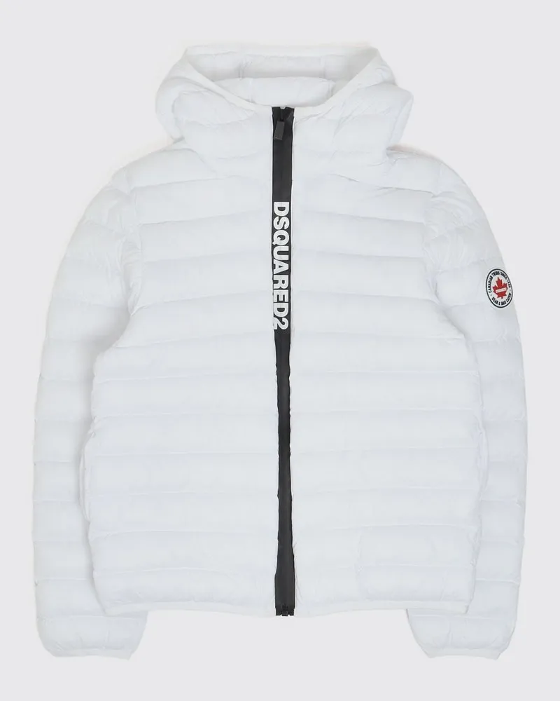Dsquared2 Kurze Daunenjacke von für Jungen aus Polyamid mit Kapuze und Kontrastlogo Weiß