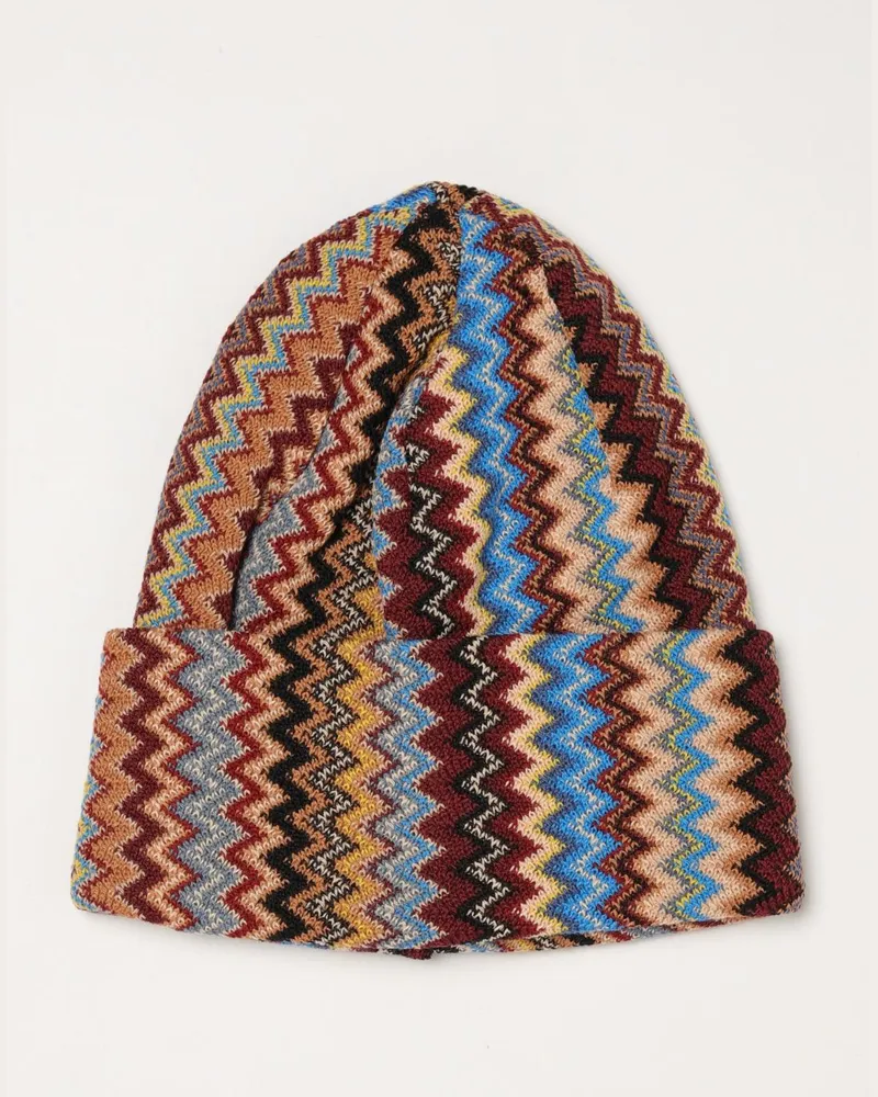 Missoni Beanie-Mütze aus Wollmischung mit mehrfarbigem Zickzackmuster Fa02