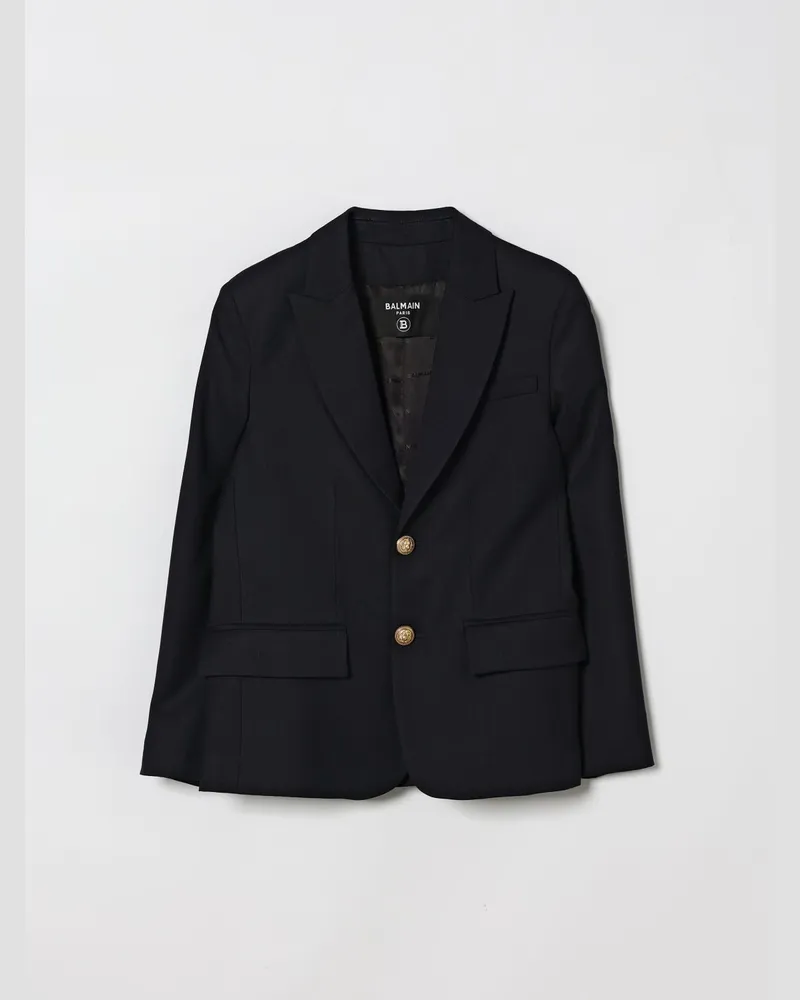 Balmain Einreihiger Blazer aus Schurwolle Blau