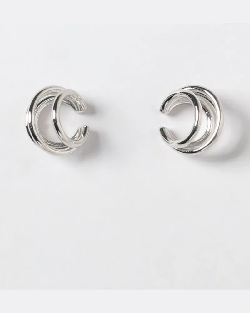 PANCONESI Orbit Helix Ear Cuff aus verchromtem Messing für ungepiercte Ohren Silber