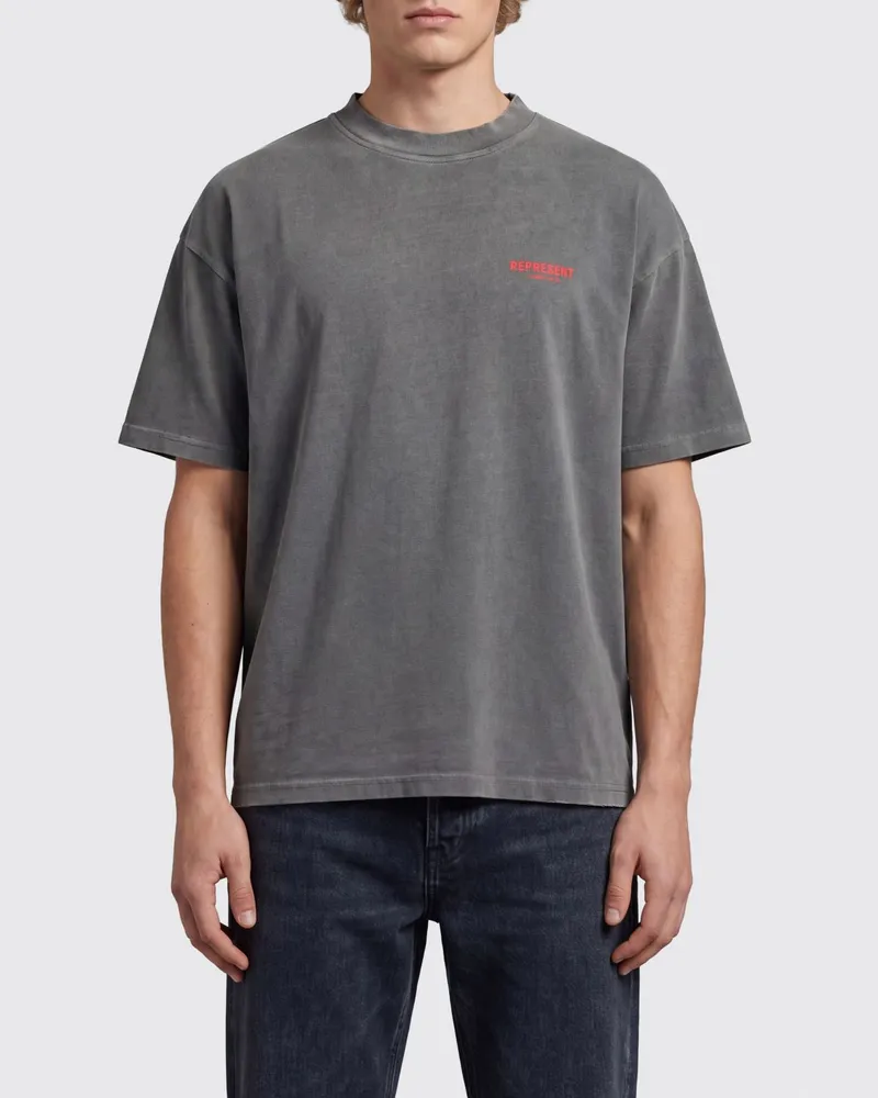 REPRESENT Rundhals-T-Shirt aus Baumwolle von mit Kontrastlogo Schwarz