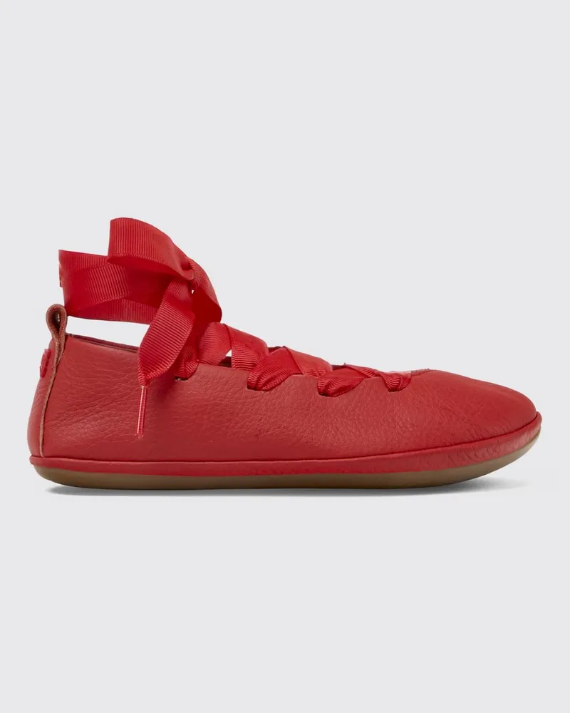 Camper Right Ballerina aus genarbtem Leder Rot