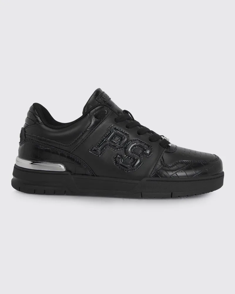 Philipp Plein Sneakers aus Leder mit Krokoprägung Schwarz