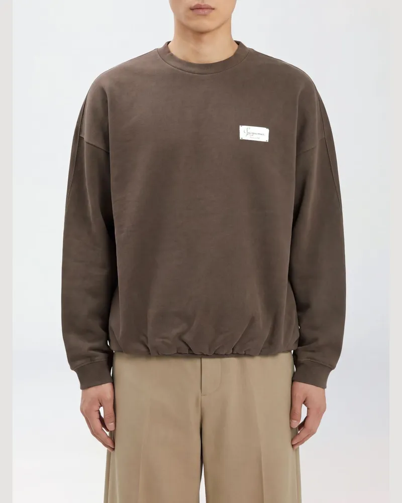 Jacquemus Rundhals-Sweatshirt aus Baumwolle mit kontrastierendem Logo-Patch Braun