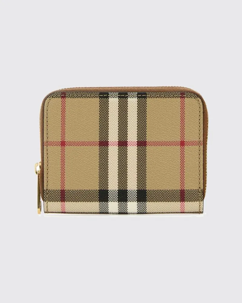 Burberry Reißverschluss-Portemonnaie von aus beschichteter Baumwolle mit Vintage Check Braun
