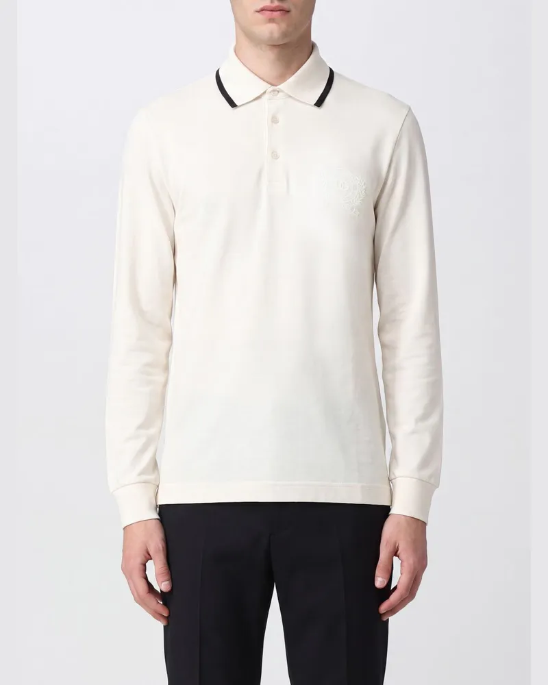 Dolce & Gabbana DOLCE  GABBANA Langärmeliges Slim-Fit-Poloshirt von Dolce & Gabbana mit Kontrastbesatz Weiß