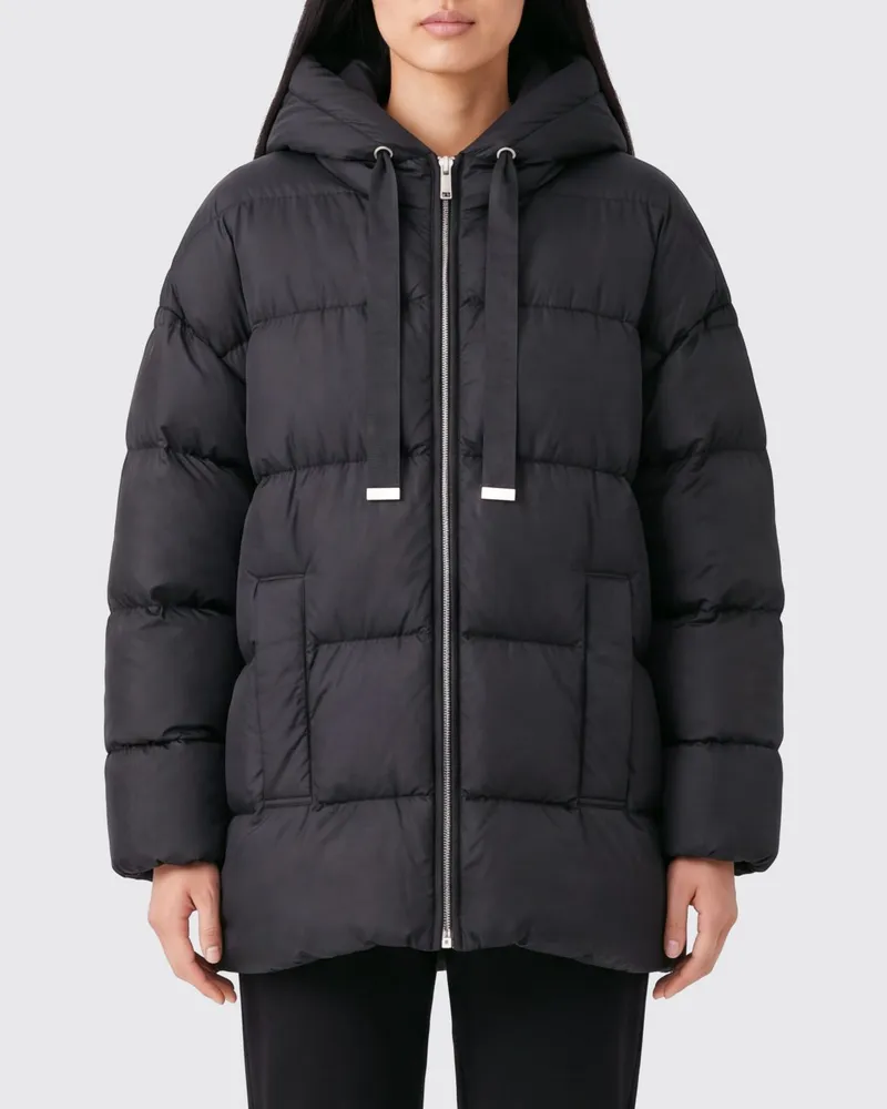Max Mara Kurze Stepp-Daunenjacke Nerine aus Nylon mit Kapuze und Reißverschluss Schwarz