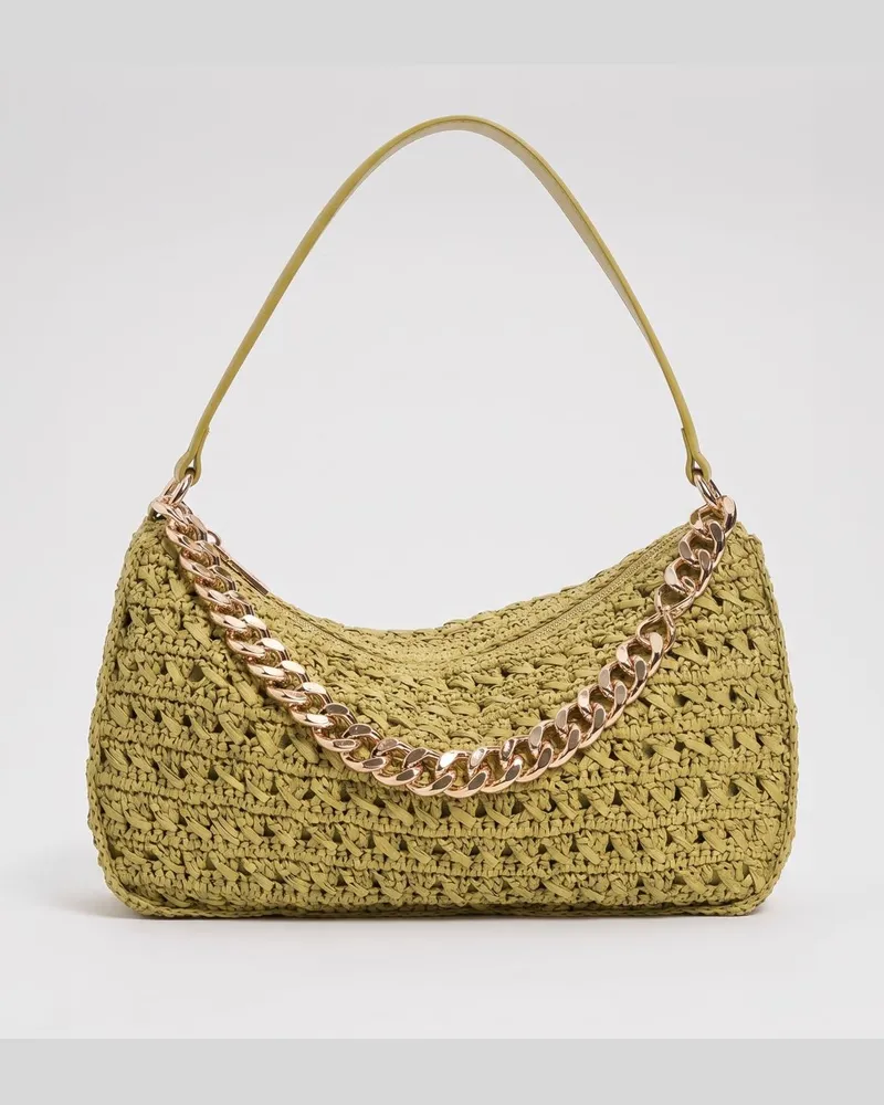 Twin-Set Liliana Häkelraffia-Tasche Grün