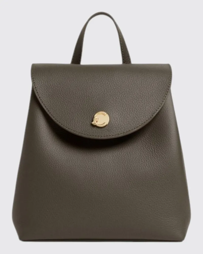 Coccinelle Nikla Mini-Rucksack von aus genarbtem Leder mit Klappverschluss Grau