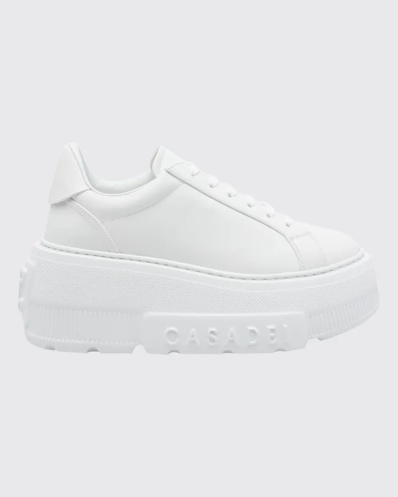 Casadei Nexus Plateau-Sneaker aus Glattleder mit Keilabsatz Weiß
