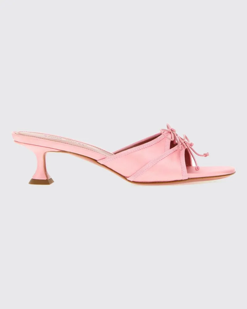 Amina Muaddi Eleonora Mules aus Satin mit Animal-Print Pink