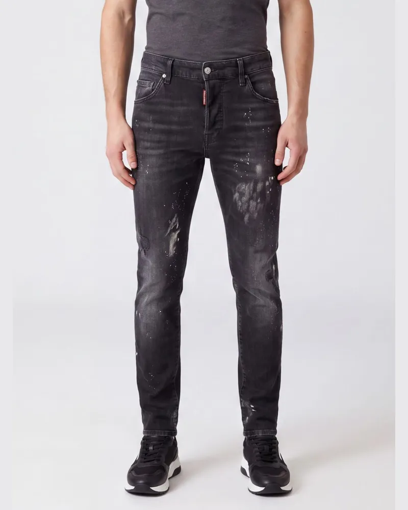 Dsquared2 Skinny-Fit-Jeans mit mittlerer Leibhöhe aus schwarzem Stretch-Denim Schwarz