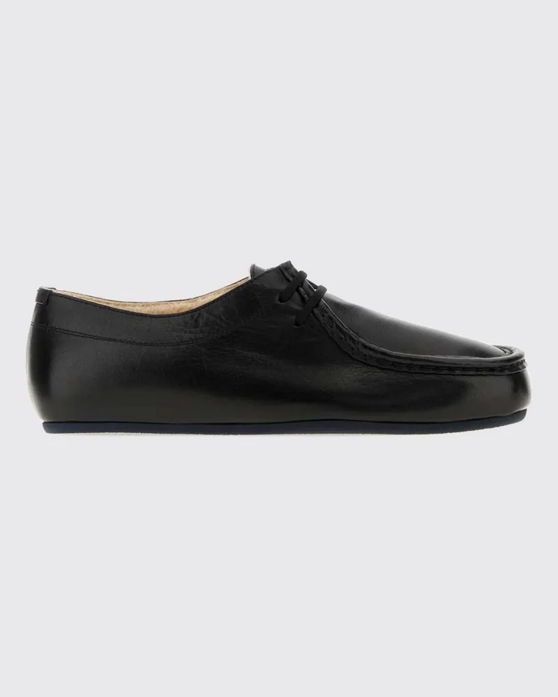 Jil Sander Derby-Schuhe aus Glattleder mit Shearling-Futter und Gummisohle Schwarz