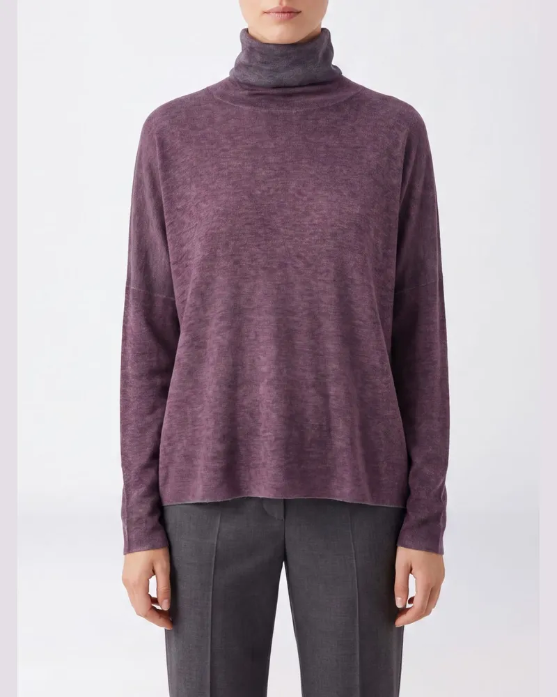 Avant Toi Rollkragenpullover aus Woll-Kaschmir-Mischung mit langen Ärmeln und Rippbündchen Rot